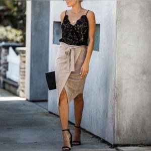 NWT Vici tan suede wrap skirt